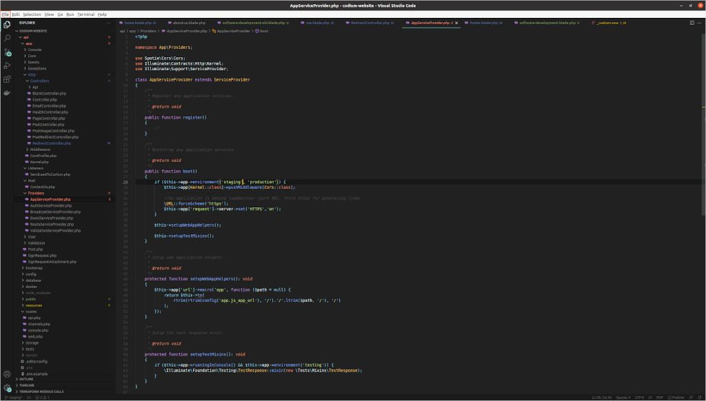 Integration code in the editor