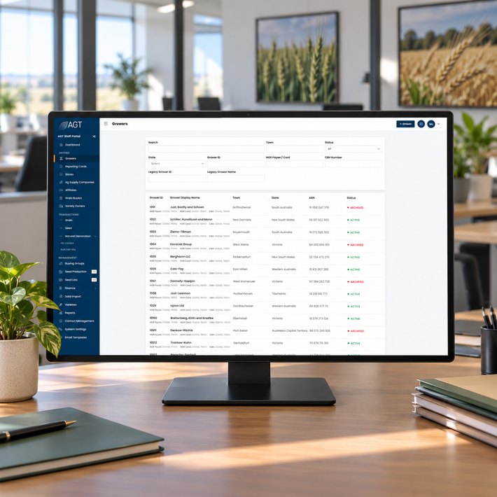 AGT growers register on a head office monitor