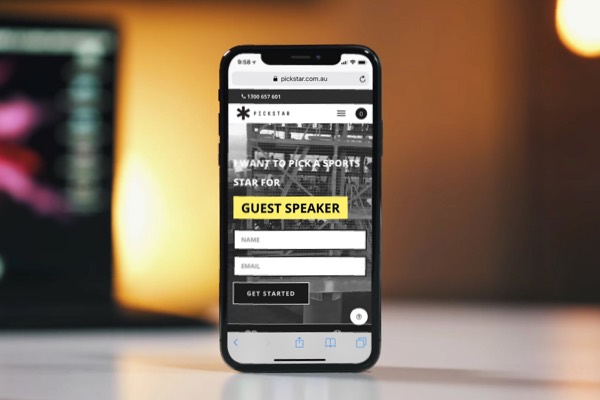 Pickstar website on an iphone